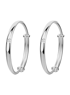 顺庆银楼S999足银福字手镯宝宝款新中式简约风满月周岁纪念礼物