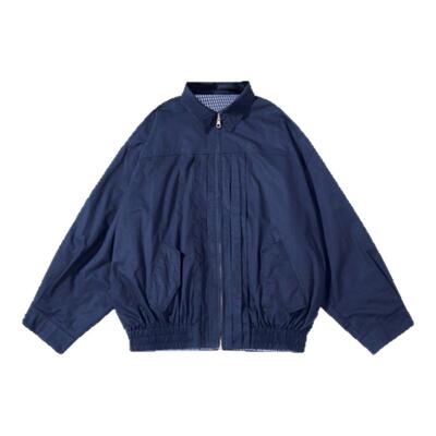 【现货】fletta bloom夹克宽松翻领拉链格子字母刺绣两面穿外套