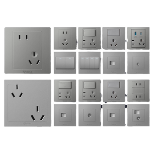 公牛开关插座面板官方旗舰店正品家用五孔壁墙上暗装g12星空灰