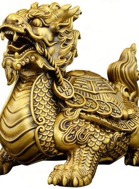 黄铜龙龟摆件铜制八卦金钱龙头龟聚财神兽客厅玄关办公室装饰大号