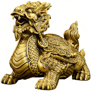黄铜龙龟摆件铜制八卦金钱龙头龟聚财神兽客厅玄关办公室装饰大号