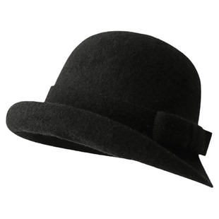 韩国出口羊毛礼帽女秋冬显脸小百搭气质千金盆帽法式复古渔夫帽子