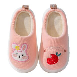 儿童棉拖鞋秋冬季男童室内居家保暖防滑小孩中大童毛毛绒拖鞋女童