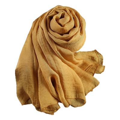 纯色长款围脖轻薄飘逸纱巾女春秋冬季土黄色2025爆款丝巾防晒护颈