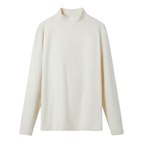 w2x秋冬季加厚双面德绒中领长袖T恤半高领纯色打底衫百搭内搭体恤