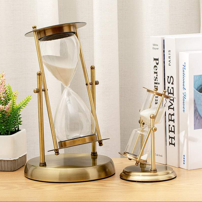 创意复古轻奢金属沙漏办公室15/30计时器摆件礼品装饰品分钟酒柜
