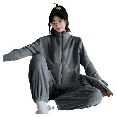 秋冬季可外穿新款法兰绒睡衣男女