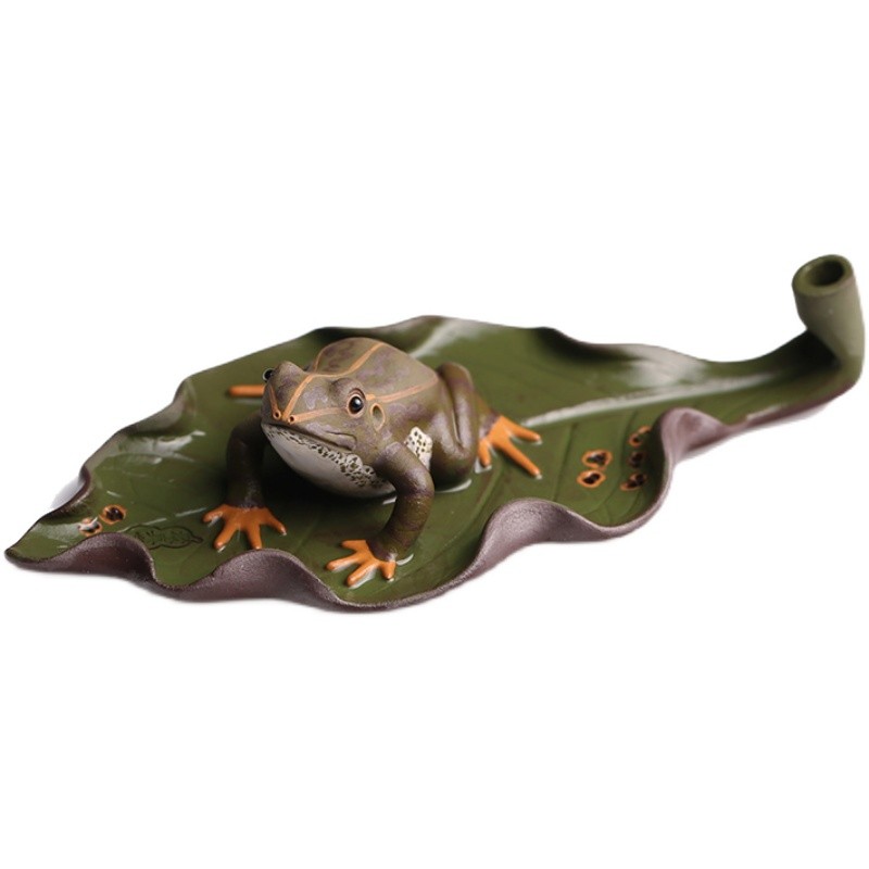紫砂茶宠摆件青蛙香插陈真茶玩