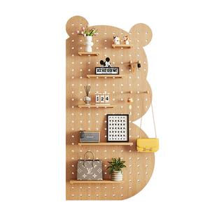 鲸鱼洞洞板实木定制入户玄关收纳展示造型墙面装饰客厅墙上置物架