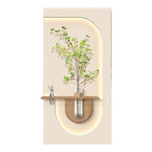 原木奶油风入户门玄关装饰画立体客厅走廊过道挂画高级感造景壁灯