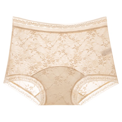 新中式国风提花蕾丝中高腰平角裤