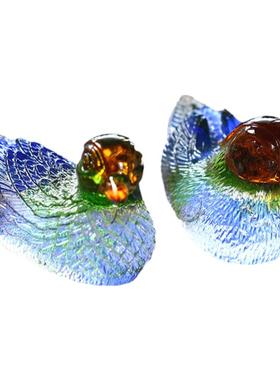 琉璃鸳鸯一对吉祥摆件