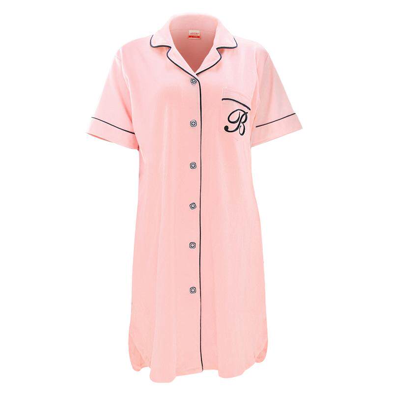 贝拉黛西2019新款短袖纯棉睡衣女夏甜美睡裙休闲开衫家居服衬衫
