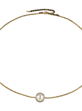 法式复古轻奢风仿珍珠吊坠项链小众设计感个性简约锁骨链颈链配饰