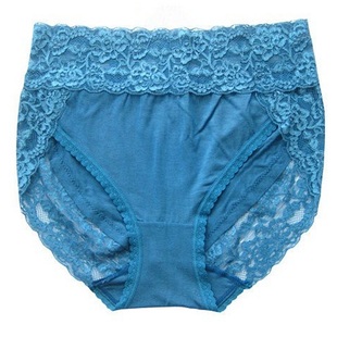 1/4条出口外贸女内裤高腰莫代尔大码蕾丝边无痕三角胖mm纯棉包臀