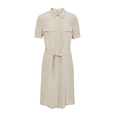 indicia标记桑蚕丝短袖连衣裙