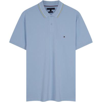 Tommy男装珠地网眼镶边短袖POLO