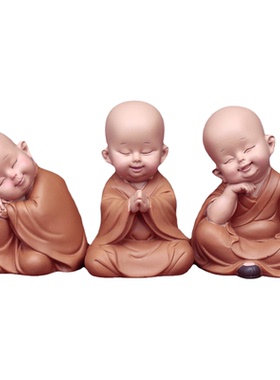 手办慧能小和尚禅意娃娃创意个性茶桌车内装饰品可爱车载汽车摆件