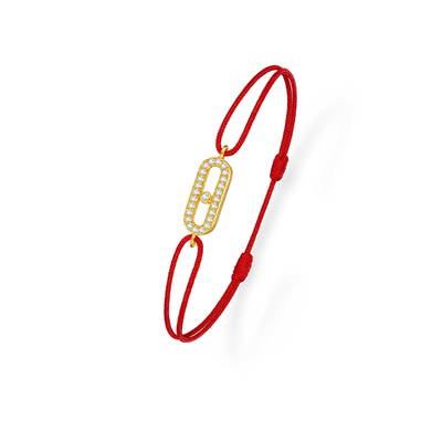 【新品】单钻可滑动move手绳女 本命年红绳手链女款S925银镀18k金