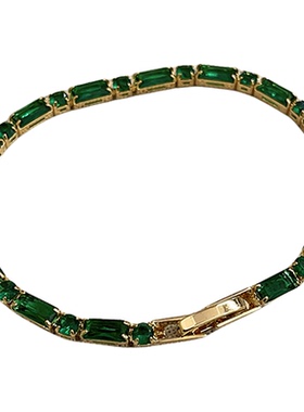 古婷复古祖母绿锆石手链高级感