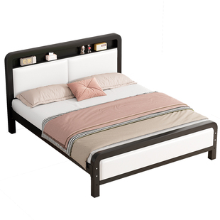 铁艺钢架床卧室家用1米8双人床加粗加厚不锈钢床单人宿舍出租房用