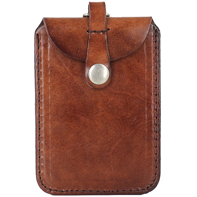 植鞣牛皮复古挂脖便携零钱包卡套