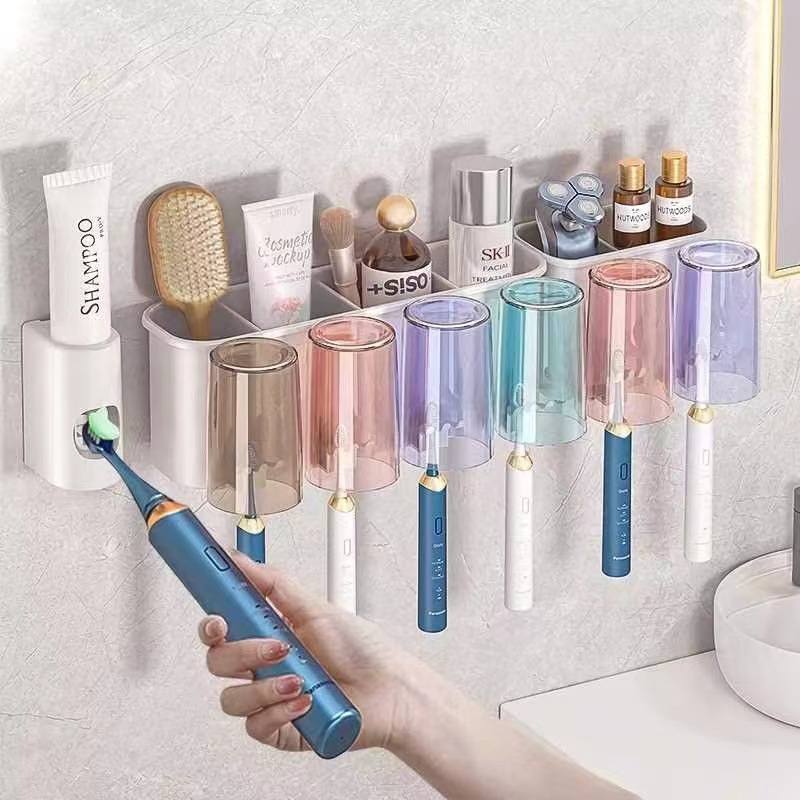 牙刷置物架免打孔刷牙杯挂家庭壁挂式套装漱口杯电动卫生间架子墙