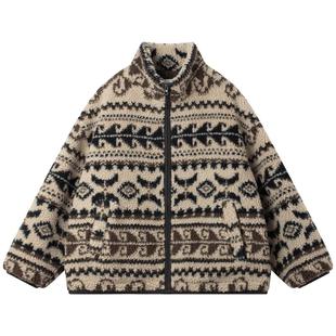 MUCMUKN 【挪威森林】新雪丽复古卷叶纹羊羔绒棉服外套女童冬新款