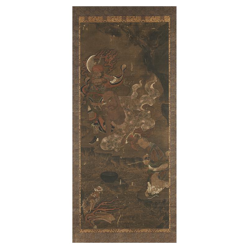 元 佚名 降龙罗汉图 古代工笔人物画立轴微喷复制佛画挂轴装裱画