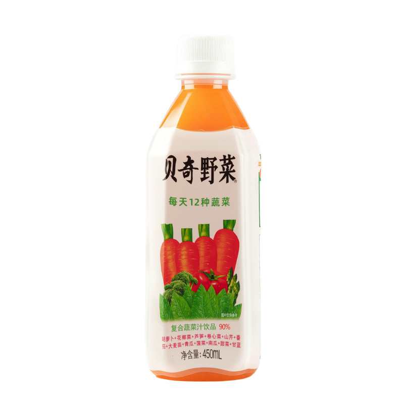 贝奇野菜汁450ml 胡萝卜汁饮料0脂肪每日VC果蔬汁饮品6/15瓶整箱