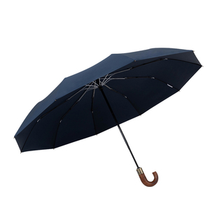 帅气复古实木小弯把晴雨伞男女全自动加大号十骨抗风英伦绅士伞黑