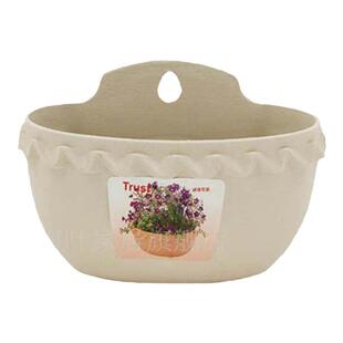 诚信树脂塑料花盆室内外壁挂花盆半圆形阳台壁挂式花盆护栏吊盆