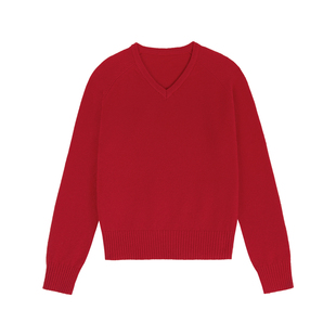 「MISAZ」暖意色彩拉满！显瘦利落内搭小V领毛衣+小皮牌围巾