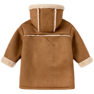 男童外套加绒宝宝冬装加厚女童大衣秋冬款保暖小童衣服儿童童装