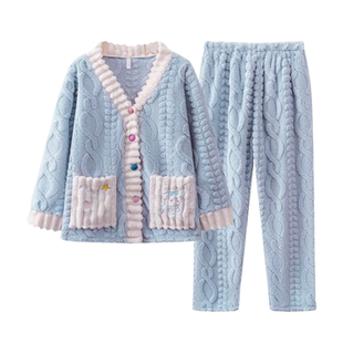 珊瑚绒睡衣冬季女款加绒加厚花儿可爱新款秋冬保暖法兰绒毛绒冬天