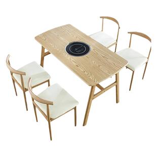 主题火锅桌子电磁炉烤肉一体串串香餐饮餐桌长方形饭店桌椅组合