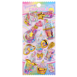 可爱动物美食冰淇淋烫金摇摇乐贴纸儿童女孩手机壳装饰流沙粘贴画