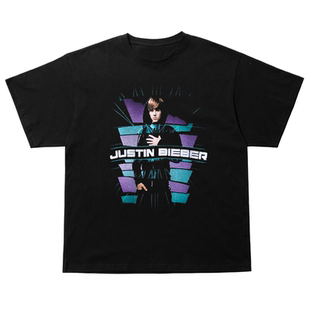 Justin Bieber暗黑高街重机车风短袖T恤vintage古着哥特风小领口