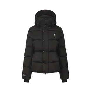 安欧兔【蝶影系列】收腰中长款羽绒服女 三防加厚保暖外套可拆帽