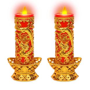 LED电子蜡烛灯可插电无烟电烛台礼佛招财神灯摇摆火焰电池长明灯