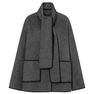 伊芙丽高智围巾大衣气质短款兔毛羊绒双面呢羊毛大衣女冬季外套