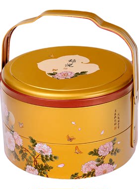 锦悦高档红色金属双层中秋月饼盒