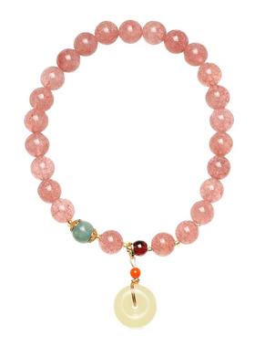 暖言单圈草莓晶招桃花手串