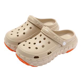 洞洞鞋男款男款夏季外穿2025新款防臭防滑厚底足弓支撑包头半拖鞋