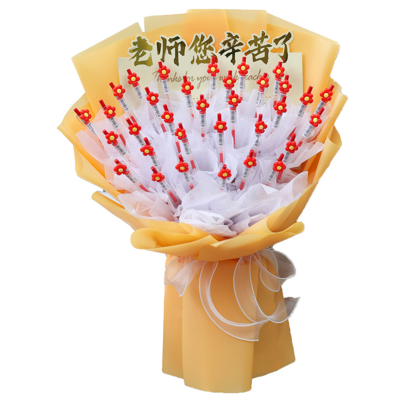 手工DIY红笔花束教师节礼物
