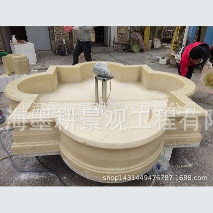 现代简约欧式泡沫水景 表面PU硬化米黄色喷泉花盆园林景观雕塑