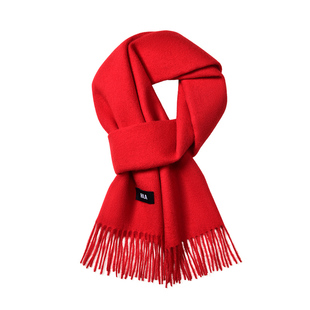 海澜之家纯羊毛红色围巾女新年冬保暖本命年礼物马年男士围脖礼盒