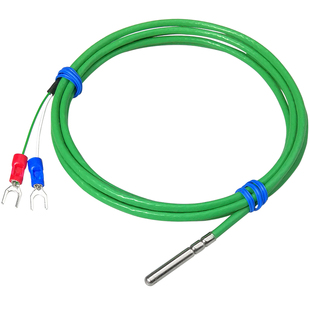 K型热电偶滚口封装防水防油测度探头绿色四氟线电热偶温度传感器