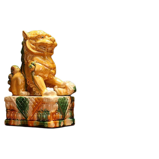 故宫国潮狮子摆件一对唐三彩文创陶瓷招财石狮子模型书档工艺品