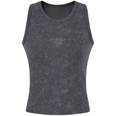 none图案绣花插肩修身版型背心